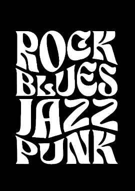 Rock, Blues, Jazz, Punk Typography