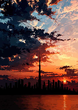 Dubai Skyline at Sunset