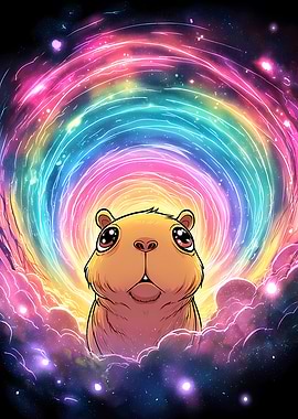 Capybara in a Rainbow Vortex Portal