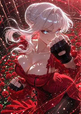 Anime Girl in Red Dress