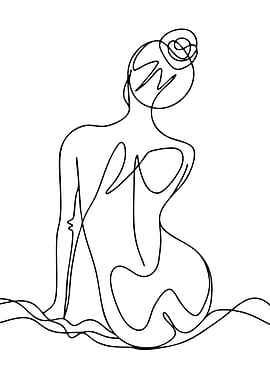 Woman's Back Continuous Line Art