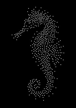 Seahorse silhouette made of white dots