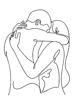 Minimalist Line Art: Embracing Couple