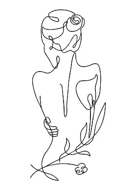 Minimalist Woman Back Line Art