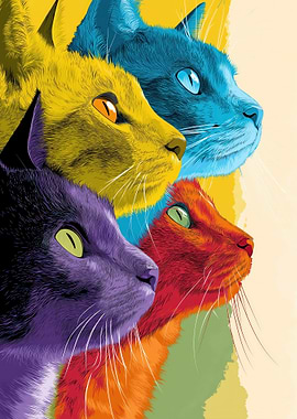Colorful Cats Pop Art