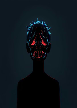 Dark Figure with Glowing Outline