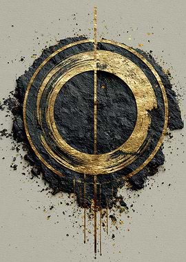 Abstract Gold and Black Circle Art