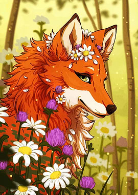 Fox with Flower Crown