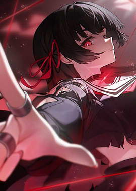 Anime Girl with Red Eyes