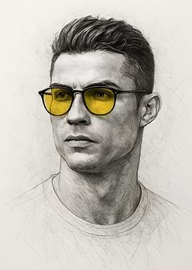 Cristiano Ronaldo Portrait with Yellow Glasses
