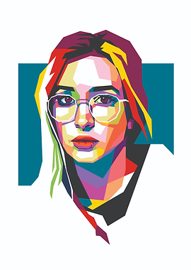 Colorful Portrait of a Woman with Glasses