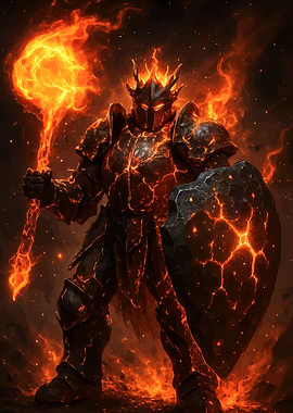Fiery Knight Mace Shield