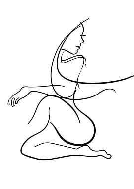 Minimalist Line Art: Seated Woman