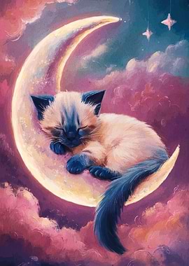 Kitten Sleeping on the Moon