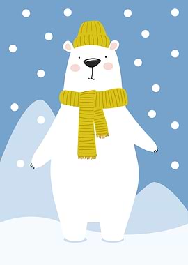 Winter Polar Bear Illustration