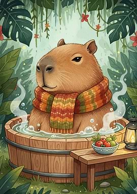 Capybara in Hot Tub
