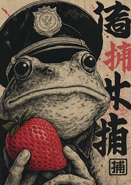 Frog Officer with Strawberry