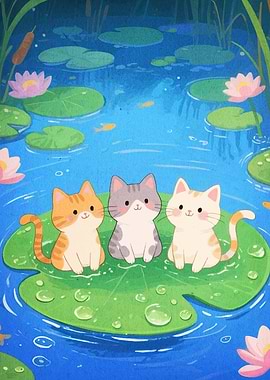 Three Cats Lily Pad