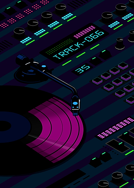 Retro Turntable Digital Art