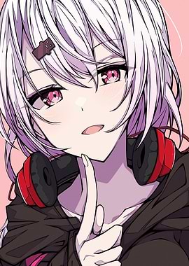 Anime Girl with Headphones and Gummy