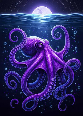 Octopus Under Moonlight