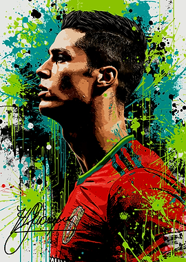 Cristiano Ronaldo Portrait on Splatter Painting