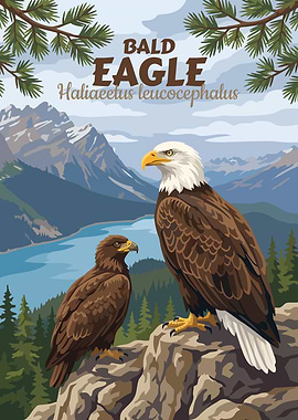 Bald Eagles in Mountain Landscape