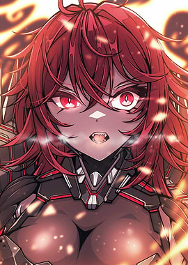 Anime Girl with Fiery Red Hair