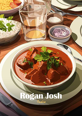 Rogan Josh Indian Cuisine Illustration