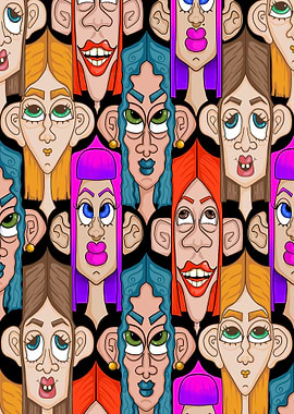 Cartoon Faces Pattern