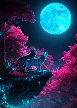 Wolves Howling at the Moon