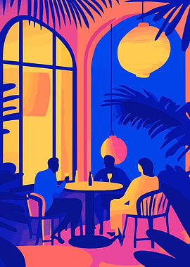 Restaurant Scene Abstract Art Synth