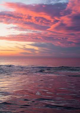 Ocean Sunset with Pink Clouds