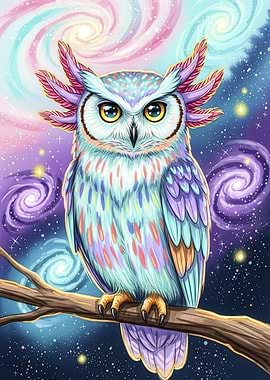 Colorful Owl in Space