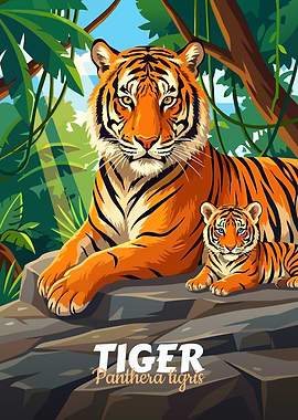 Tiger in Jungle Illustration