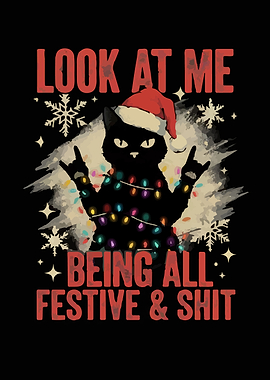 Festive Cat with Christmas Lights