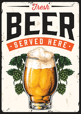 Fresh Beer Served Here Vintage Poster