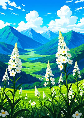 Anime Landscape Flowers