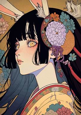 Anime Girl with Rabbit Ears