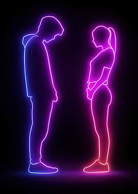 Neon Couple Silhouette