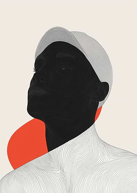 Abstract Portrait with Lines and Circle