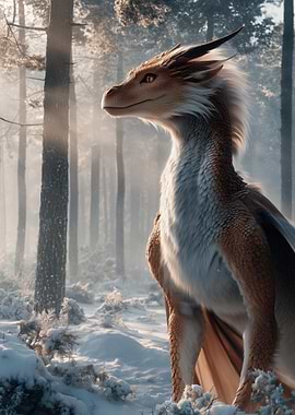 Dragon in Winter Forest