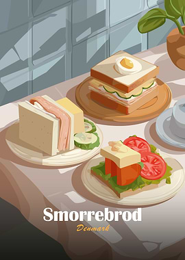 Smorrebrod Denmark Food Illustration