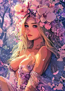 Blonde Woman with Floral Crown