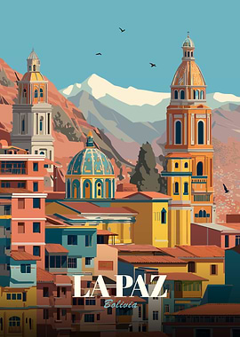 La Paz, Bolivia Cityscape Illustration