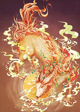 Fiery Fox Spirit Illustration