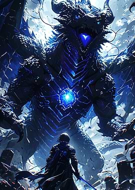 Dragon and Warrior Confrontation