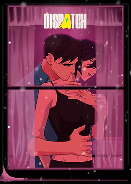 Romantic Embrace in Winter Window