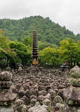 Japanese Cemetery with Pagoda and Statues