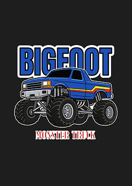 Bigfoot Monster Truck Cartoon Illustration